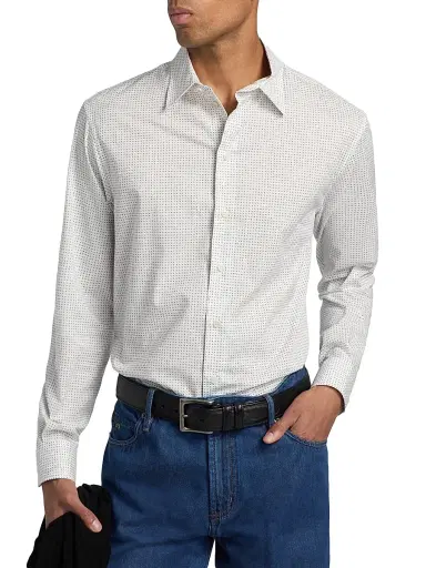 Emporio Armani Men's Micro-Dash Stretch-Cotton Jersey Shirt - White - Size XL | Thumbnail 3 Emporio Armani Men's Micro-Dash Stretch-Cotton Jersey Shirt - White - Size XL | Thumbnail 3