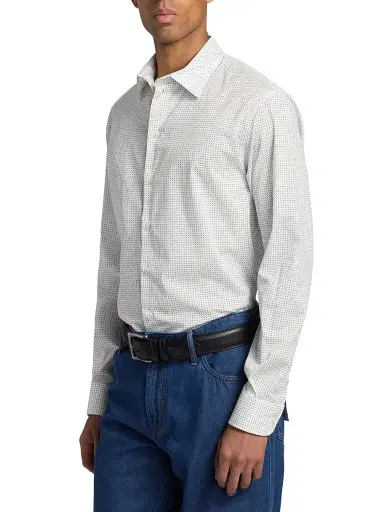 Emporio Armani Men's Micro-Dash Stretch-Cotton Jersey Shirt - White - Size XL | Thumbnail 4 Emporio Armani Men's Micro-Dash Stretch-Cotton Jersey Shirt - White - Size XL | Thumbnail 4