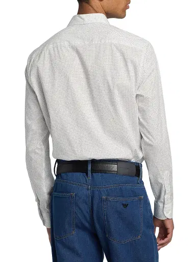 Emporio Armani Men's Micro-Dash Stretch-Cotton Jersey Shirt - White - Size XL | Thumbnail 5 Emporio Armani Men's Micro-Dash Stretch-Cotton Jersey Shirt - White - Size XL | Thumbnail 5