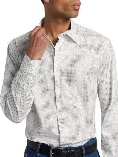 Emporio Armani Men's Micro-Dash Stretch-Cotton Jersey Shirt - White - Size XL | Thumbnail 6 Emporio Armani Men's Micro-Dash Stretch-Cotton Jersey Shirt - White - Size XL | Thumbnail 6