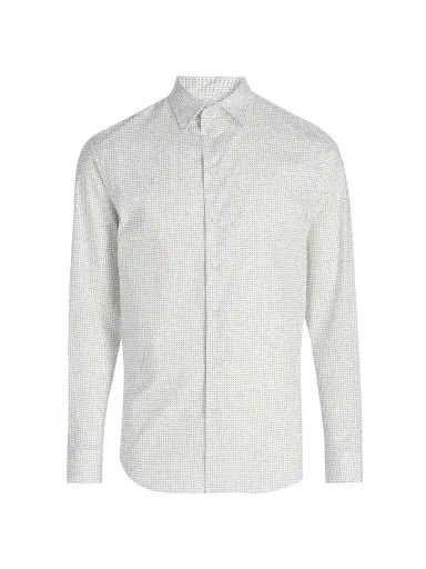 Emporio Armani Men's Micro-Dash Stretch-Cotton Jersey Shirt - White - Size XL | Thumbnail 1 Emporio Armani Men's Micro-Dash Stretch-Cotton Jersey Shirt - White - Size XL | Thumbnail 1
