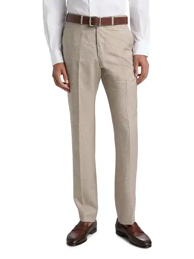 Emporio Armani Men's Textured Virgin Wool Trousers - Tan - Size 36 | Thumbnail 3 Emporio Armani Men's Textured Virgin Wool Trousers - Tan - Size 36 | Thumbnail 3