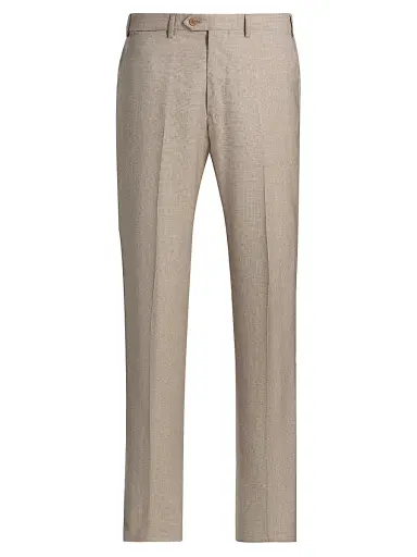 Emporio Armani Men's Textured Virgin Wool Trousers - Tan - Size 36 | Thumbnail 1 Emporio Armani Men's Textured Virgin Wool Trousers - Tan - Size 36 | Thumbnail 1
