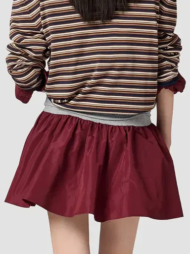 Miu Miu Women's Technical Fabric Mini Skirt - Dark Red | Thumbnail 3 Miu Miu Women's Technical Fabric Mini Skirt - Dark Red | Thumbnail 3