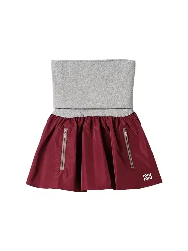 Miu Miu Women's Technical Fabric Mini Skirt - Dark Red | Thumbnail 1 Miu Miu Women's Technical Fabric Mini Skirt - Dark Red | Thumbnail 1