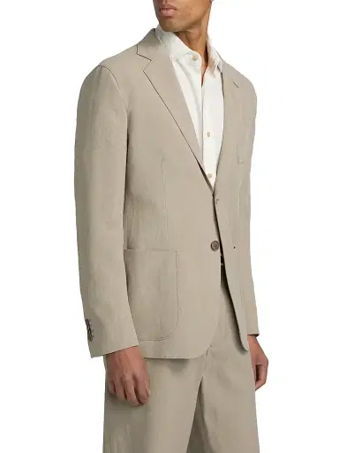 Giorgio Armani Men's Upton Linen Jacket - Solid Light - Size 44 | Thumbnail 4 Giorgio Armani Men's Upton Linen Jacket - Solid Light - Size 44 | Thumbnail 4