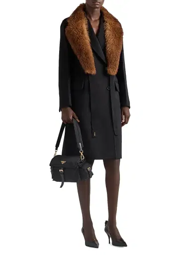 Prada Women's Double-Breasted Double Cashwool Coat - Black | Thumbnail 7 Prada Women's Double-Breasted Double Cashwool Coat - Black | Thumbnail 7