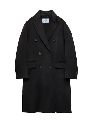 Prada Women's Double-Breasted Double Cashwool Coat - Black | Thumbnail 1 Prada Women's Double-Breasted Double Cashwool Coat - Black | Thumbnail 1
