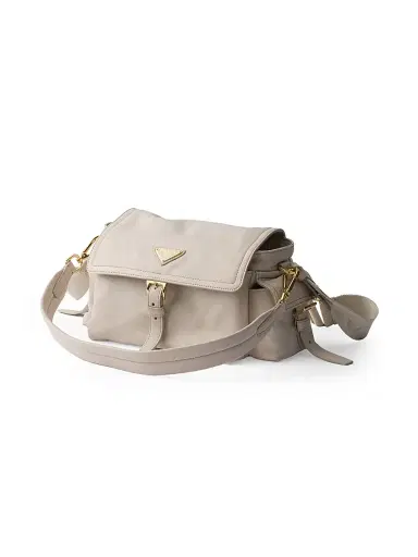 Prada Women's Medium Explore Nappa Leather Shoulder Bag with Flap - Beige Khaki | Thumbnail 2 Prada Women's Medium Explore Nappa Leather Shoulder Bag with Flap - Beige Khaki | Thumbnail 2