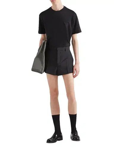 Prada Men's Cotton T-Shirt - Black | Thumbnail 2 Prada Men's Cotton T-Shirt - Black | Thumbnail 2