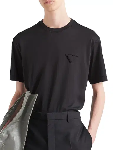 Prada Men's Cotton T-Shirt - Black | Thumbnail 4 Prada Men's Cotton T-Shirt - Black | Thumbnail 4