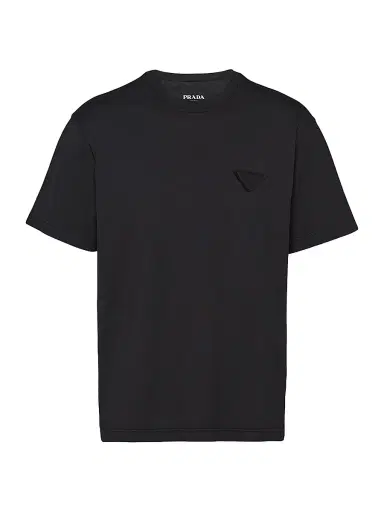 Prada Men's Cotton T-Shirt - Black | Thumbnail 1 Prada Men's Cotton T-Shirt - Black | Thumbnail 1