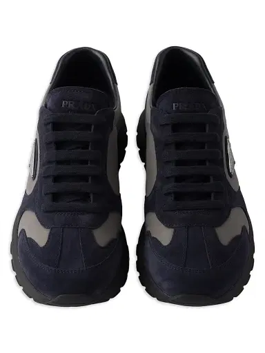Prada Women's Suede and Re-Nylon Sneakers - Blue | Thumbnail 2 Prada Women's Suede and Re-Nylon Sneakers - Blue | Thumbnail 2