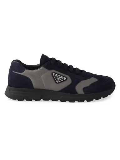 Prada Women's Suede and Re-Nylon Sneakers - Blue | Thumbnail 1 Prada Women's Suede and Re-Nylon Sneakers - Blue | Thumbnail 1