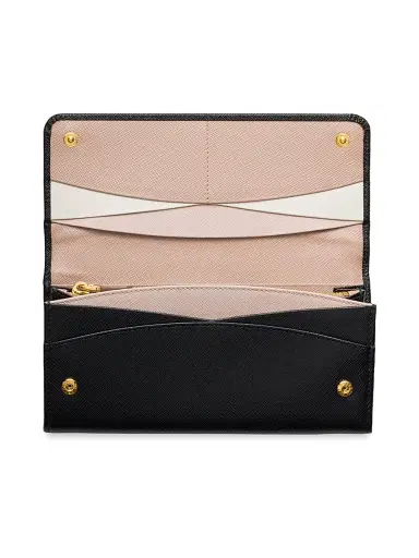 Prada Women's Large Saffiano Leather Wallet - Black Blush | Thumbnail 2 Prada Women's Large Saffiano Leather Wallet - Black Blush | Thumbnail 2