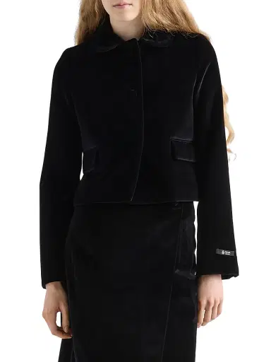 Prada Women's Single-Breasted Velvet Jacket - Black | Thumbnail 2 Prada Women's Single-Breasted Velvet Jacket - Black | Thumbnail 2