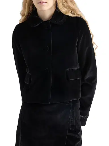Prada Women's Single-Breasted Velvet Jacket - Black | Thumbnail 3 Prada Women's Single-Breasted Velvet Jacket - Black | Thumbnail 3