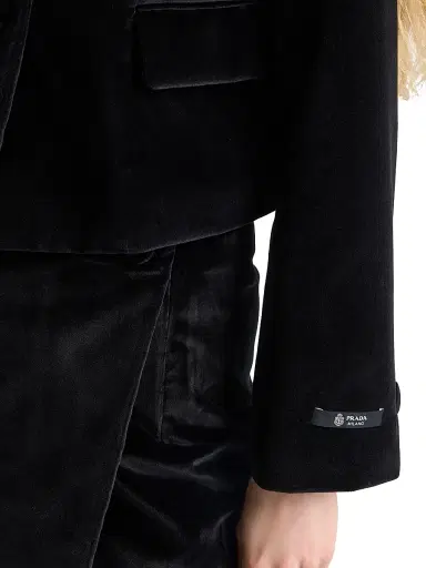 Prada Women's Single-Breasted Velvet Jacket - Black | Thumbnail 6 Prada Women's Single-Breasted Velvet Jacket - Black | Thumbnail 6