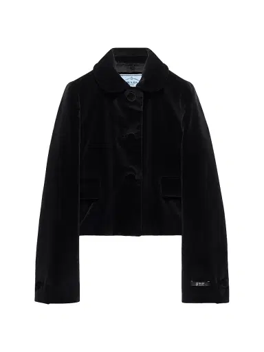 Prada Women's Single-Breasted Velvet Jacket - Black | Thumbnail 1 Prada Women's Single-Breasted Velvet Jacket - Black | Thumbnail 1