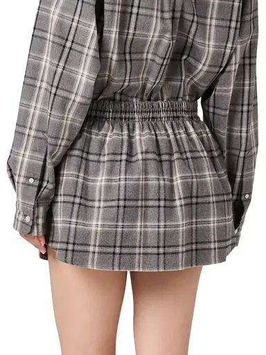 Miu Miu Women's Checked Flannel Mini Skirt - Grey | Thumbnail 4 Miu Miu Women's Checked Flannel Mini Skirt - Grey | Thumbnail 4