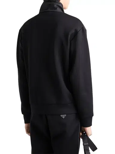 Prada Men's Cotton Fleece Zipper Jacket with Re-Nylon Details - Black - Size XXL | Thumbnail 3 Prada Men's Cotton Fleece Zipper Jacket with Re-Nylon Details - Black - Size XXL | Thumbnail 3