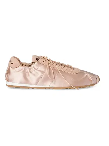 Miu Miu Women's Plume Satin Sneakers - Light Pink - Size 8 | Thumbnail 1 Miu Miu Women's Plume Satin Sneakers - Light Pink - Size 8 | Thumbnail 1