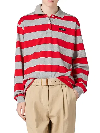 Miu Miu Women's Striped Jersey Polo Shirt | Thumbnail 2 Miu Miu Women's Striped Jersey Polo Shirt | Thumbnail 2