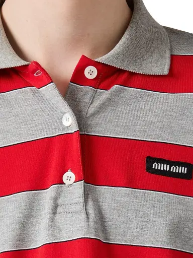 Miu Miu Women's Striped Jersey Polo Shirt | Thumbnail 6 Miu Miu Women's Striped Jersey Polo Shirt | Thumbnail 6
