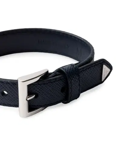 Prada Men's Saffiano Leather Bracelet - Blue | Thumbnail 2 Prada Men's Saffiano Leather Bracelet - Blue | Thumbnail 2