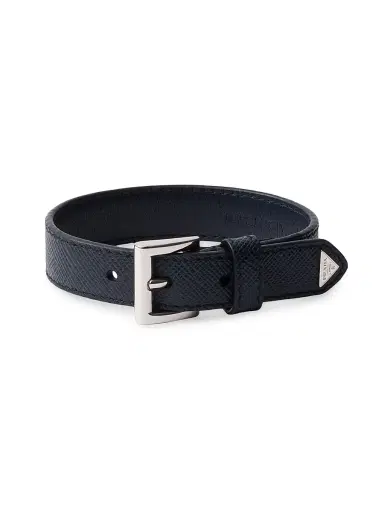 Prada Men's Saffiano Leather Bracelet - Blue | Thumbnail 1 Prada Men's Saffiano Leather Bracelet - Blue | Thumbnail 1