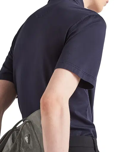 Prada Men's Short-Sleeved Cotton Polo Shirt - Blue - Size Medium | Thumbnail 4 Prada Men's Short-Sleeved Cotton Polo Shirt - Blue - Size Medium | Thumbnail 4