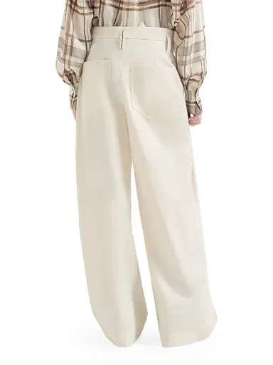Brunello Cucinelli Women's Dyed Cotton and Wool Wrinkled Denim Five Pocket Baggy Jeans - Panama | Thumbnail 3 Brunello Cucinelli Women's Dyed Cotton and Wool Wrinkled Denim Five Pocket Baggy Jeans - Panama | Thumbnail 3
