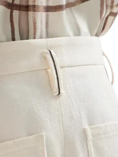 Brunello Cucinelli Women's Dyed Cotton and Wool Wrinkled Denim Five Pocket Baggy Jeans - Panama | Thumbnail 4 Brunello Cucinelli Women's Dyed Cotton and Wool Wrinkled Denim Five Pocket Baggy Jeans - Panama | Thumbnail 4
