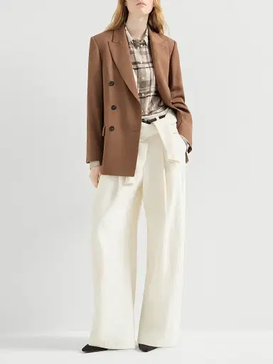 Brunello Cucinelli Women's Dyed Cotton and Wool Wrinkled Denim Five Pocket Baggy Jeans - Panama | Thumbnail 6 Brunello Cucinelli Women's Dyed Cotton and Wool Wrinkled Denim Five Pocket Baggy Jeans - Panama | Thumbnail 6