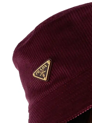 Prada Women's Corduroy Bucket Hat - Dark Red - Size Large | Thumbnail 3 Prada Women's Corduroy Bucket Hat - Dark Red - Size Large | Thumbnail 3