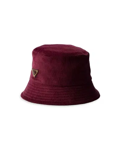 Prada Women's Corduroy Bucket Hat - Dark Red - Size Large | Thumbnail 1 Prada Women's Corduroy Bucket Hat - Dark Red - Size Large | Thumbnail 1