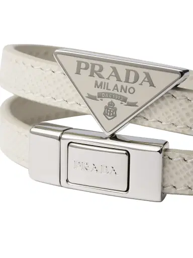 Prada Men's Saffiano Leather Bracelet - Beige Khaki | Thumbnail 3 Prada Men's Saffiano Leather Bracelet - Beige Khaki | Thumbnail 3