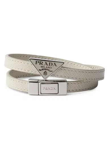 Prada Men's Saffiano Leather Bracelet - Beige Khaki | Thumbnail 1 Prada Men's Saffiano Leather Bracelet - Beige Khaki | Thumbnail 1