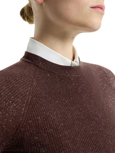 Brunello Cucinelli Women's Sparkling Cashmere Lightweight Rib Knit Sweater - Cocoa | Thumbnail 4 Brunello Cucinelli Women's Sparkling Cashmere Lightweight Rib Knit Sweater - Cocoa | Thumbnail 4
