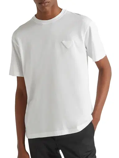 Prada Men's Cotton T-Shirt - White | Thumbnail 4 Prada Men's Cotton T-Shirt - White | Thumbnail 4