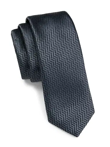 Giorgio Armani Men's Woven-Effect Silk Jacquard Tie - Ferro | Thumbnail 1 Giorgio Armani Men's Woven-Effect Silk Jacquard Tie - Ferro | Thumbnail 1
