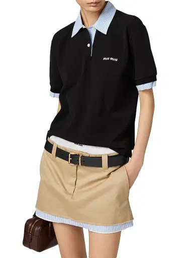 Miu Miu Women's Cotton Piqué Polo Shirt | Thumbnail 3 Miu Miu Women's Cotton Piqué Polo Shirt | Thumbnail 3