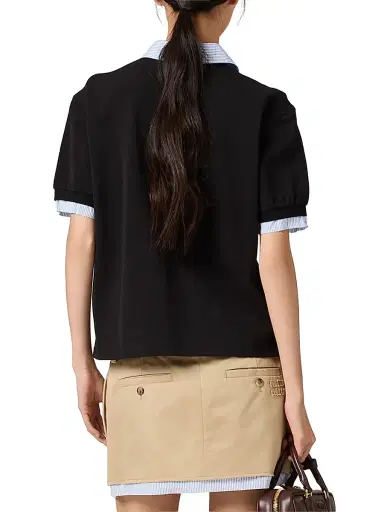 Miu Miu Women's Cotton Piqué Polo Shirt | Thumbnail 4 Miu Miu Women's Cotton Piqué Polo Shirt | Thumbnail 4