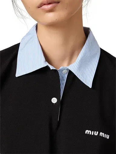 Miu Miu Women's Cotton Piqué Polo Shirt | Thumbnail 5 Miu Miu Women's Cotton Piqué Polo Shirt | Thumbnail 5