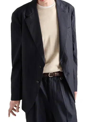 Prada Men's Single-Breasted Cotton and Silk Jacket | Thumbnail 2 Prada Men's Single-Breasted Cotton and Silk Jacket | Thumbnail 2