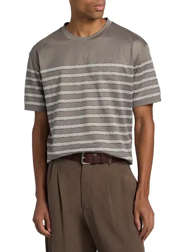 Giorgio Armani Men's Striped T-Shirt - Solid Medieval | Thumbnail 3 Giorgio Armani Men's Striped T-Shirt - Solid Medieval | Thumbnail 3