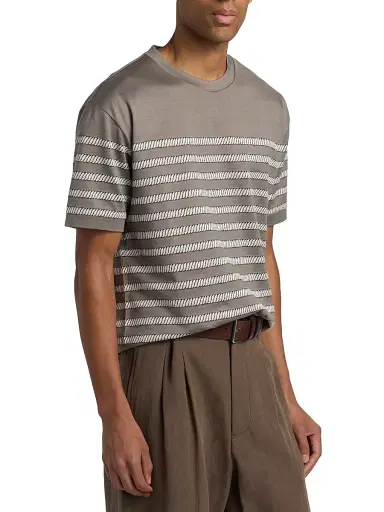 Giorgio Armani Men's Striped T-Shirt - Solid Medieval | Thumbnail 4 Giorgio Armani Men's Striped T-Shirt - Solid Medieval | Thumbnail 4