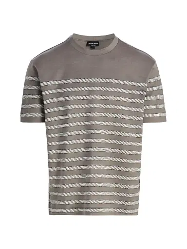 Giorgio Armani Men's Striped T-Shirt - Solid Medieval | Thumbnail 1 Giorgio Armani Men's Striped T-Shirt - Solid Medieval | Thumbnail 1