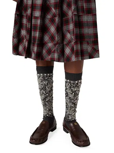 Miu Miu Women's Tartan Patchwork Midi Skirt - Grey Multi | Thumbnail 5 Miu Miu Women's Tartan Patchwork Midi Skirt - Grey Multi | Thumbnail 5