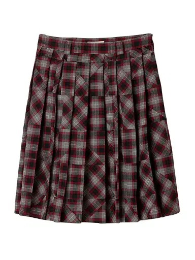 Miu Miu Women's Tartan Patchwork Midi Skirt - Grey Multi | Thumbnail 1 Miu Miu Women's Tartan Patchwork Midi Skirt - Grey Multi | Thumbnail 1